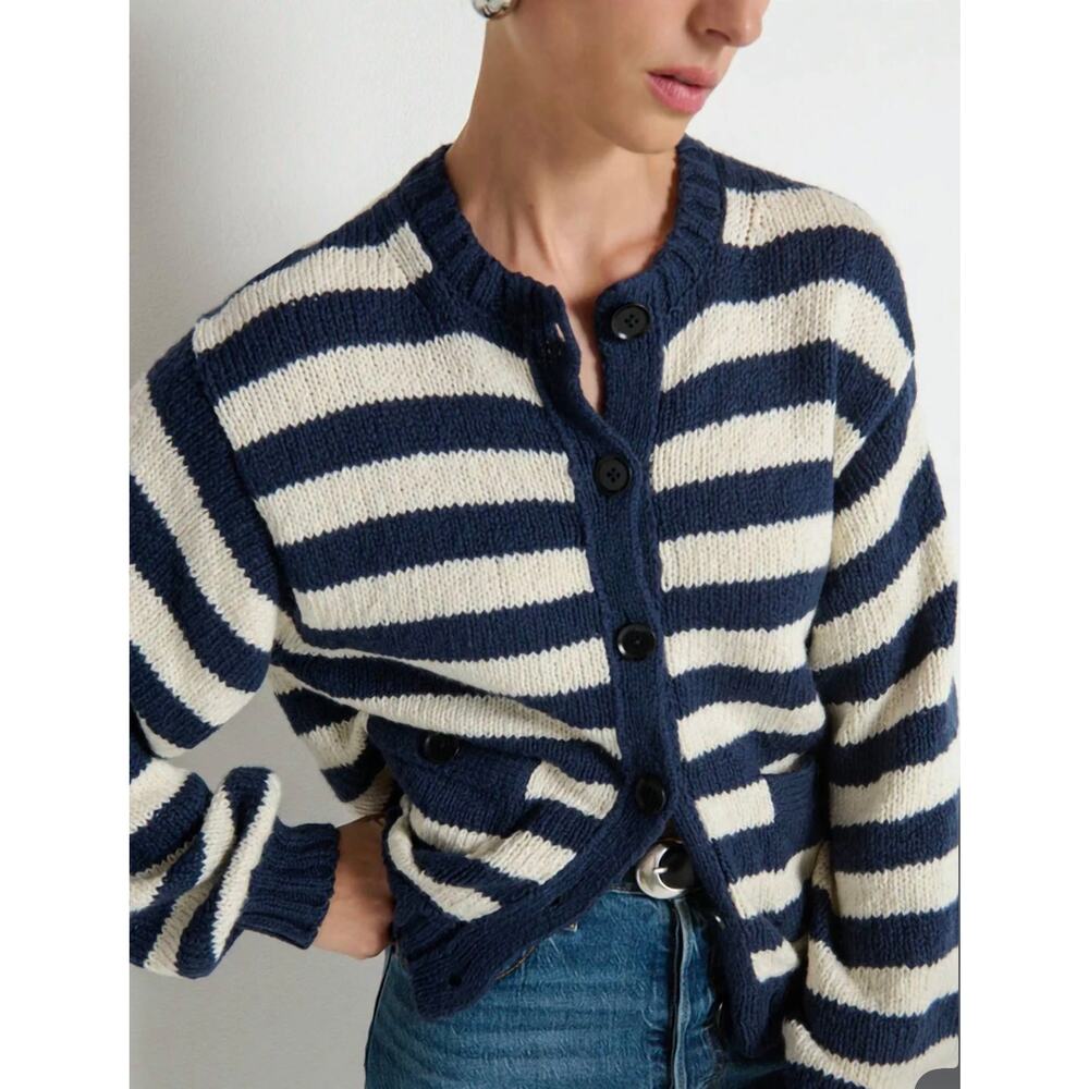 New Nation La Tessa blue & white cardigan sz XS - Picture 2 of 6